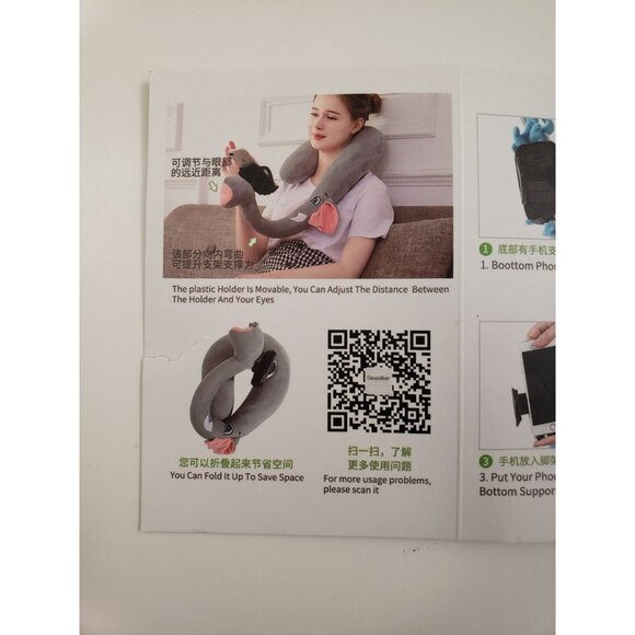 Elephant Character Neck Pillow with Phone Holder – U-Shape Travel Support – NEW - Picture 5 of 7